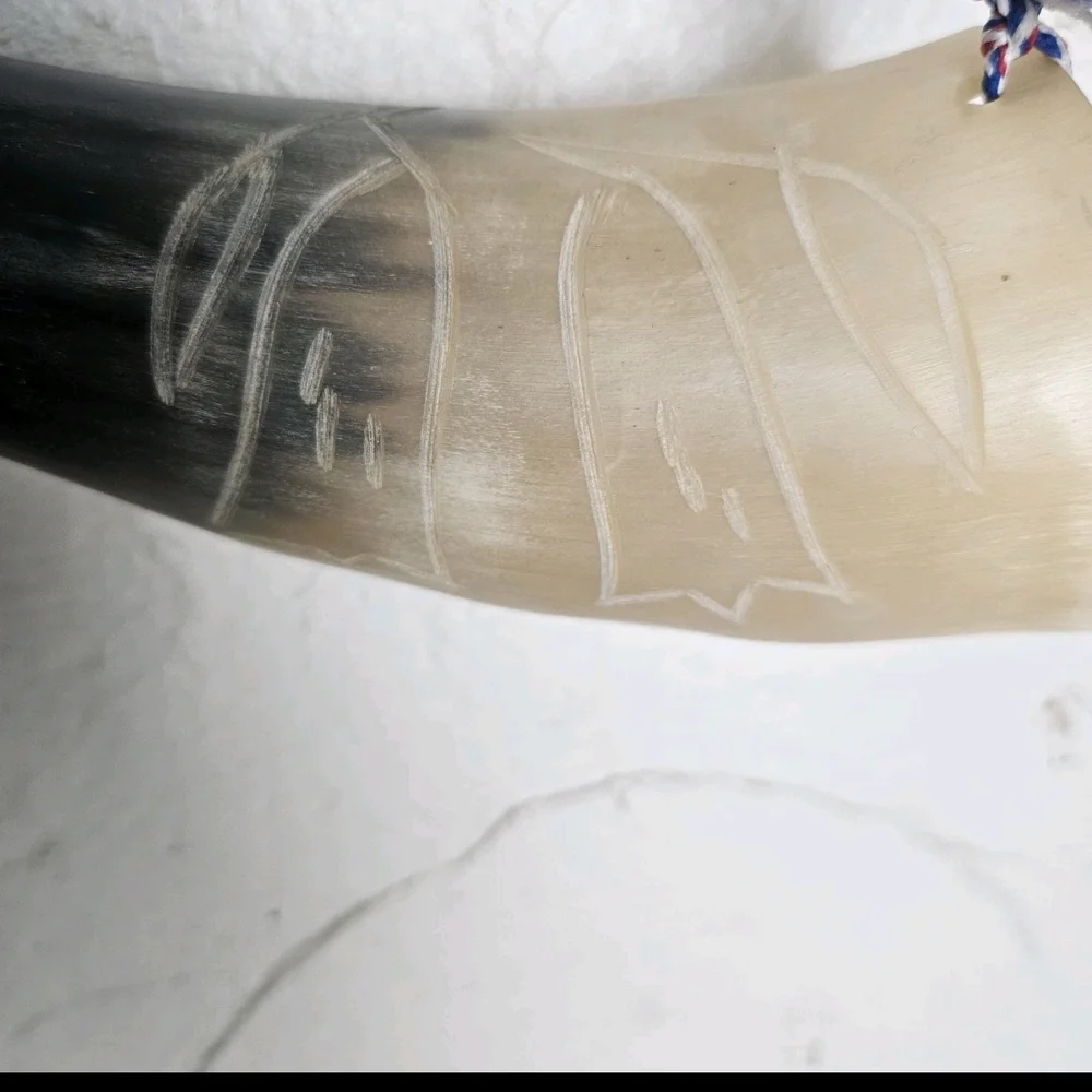 Carved Norse Nordic Forklore Viking Horn Pomaire Chile Souvenir 9” Long